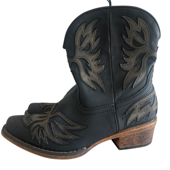 ROPER Women's Black Western Faux Leather Cowboy Boots With Stitching Design 6.5 - Picture 4 of 10
